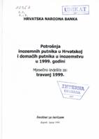 Potrošnja inozemnih putnika u Hrvatskoj i domaćih putnika u inozemstvu u 1999. godini: mjesečno izvješće za travanj 1999,