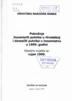 Potrošnja inozemnih putnika u Hrvatskoj i domaćih putnika u inozemstvu u 1999. godini: mjesečno izvješće za rujan 1999.