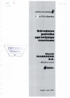 Odrednice politike upravljanja imovinom : Hoteli Makarska d.d.