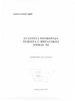Stavovi i potrošnja turista u Hrvatskoj Tomas '94 : osnovni izvještaj