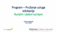 Program - pružanje usluga : edukacija Ruralni i zeleni turizam