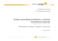 prikaz prve stranice dokumenta Sustav upravljanja kvalitetom u turizmu Varaždinske županije : metodološki izvještaj i hodogram aktivnosti